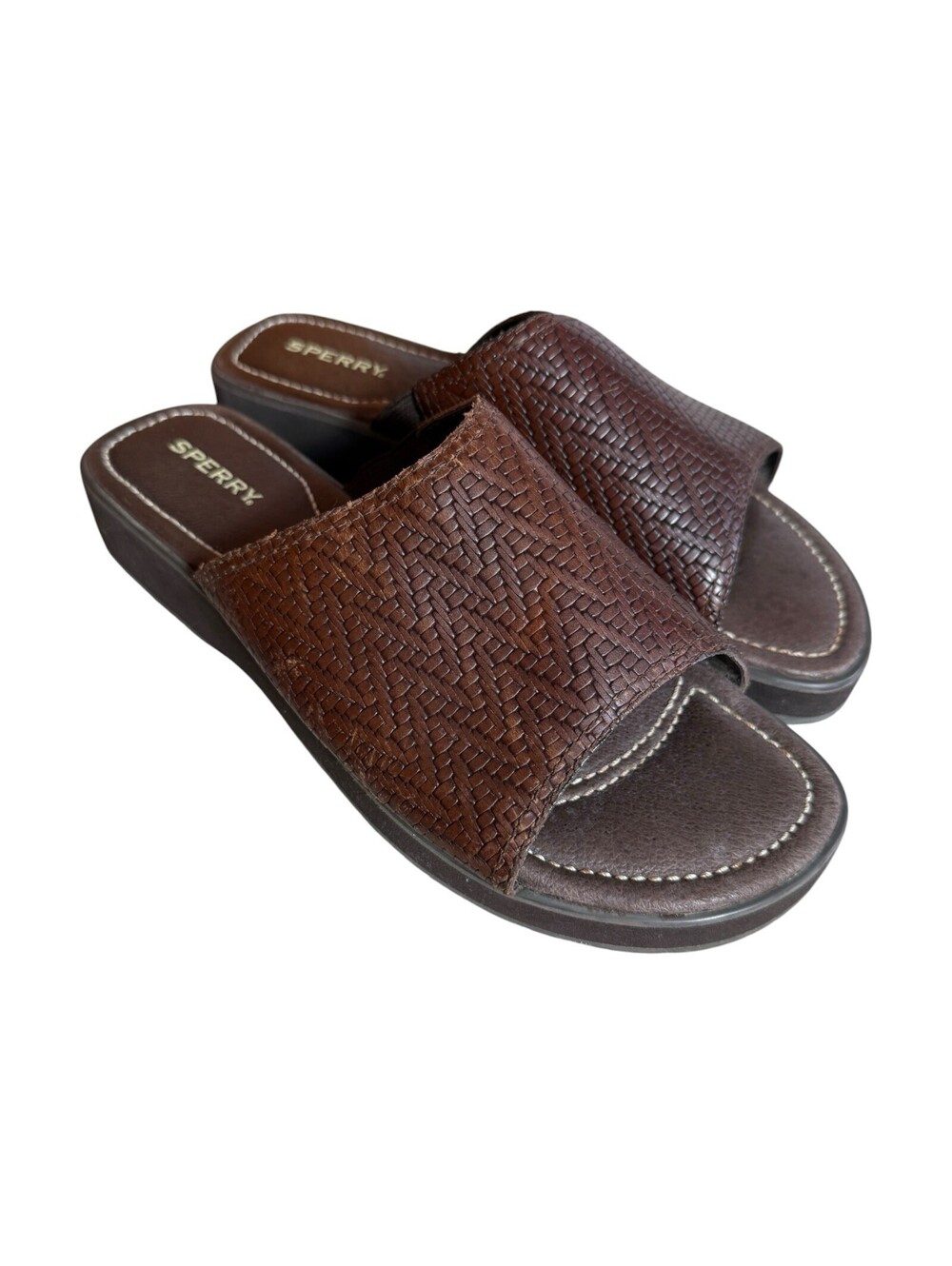 Women’s Sperry Leather Brown Casual Slides Sandals Size 9